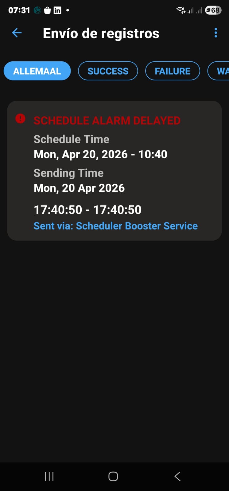 Schedule Alarm Delayed log