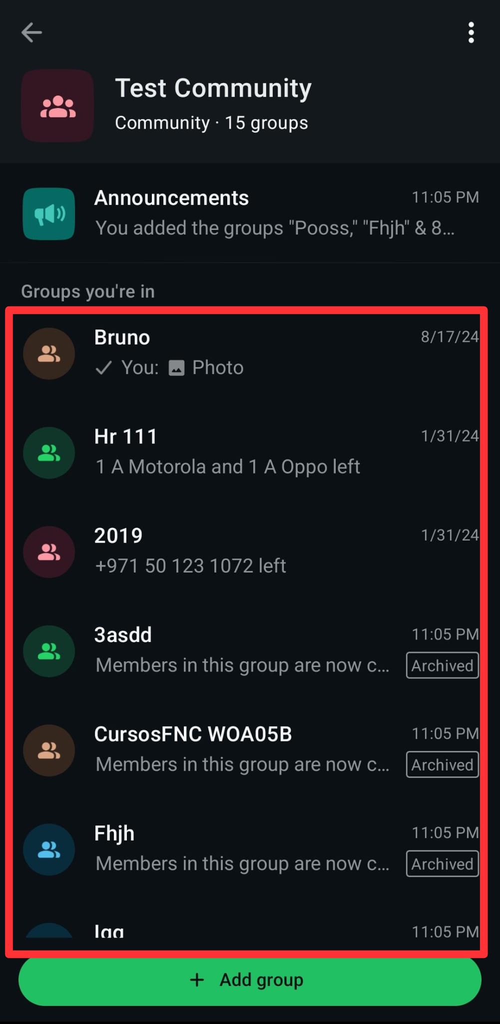 Selecting groups within a community