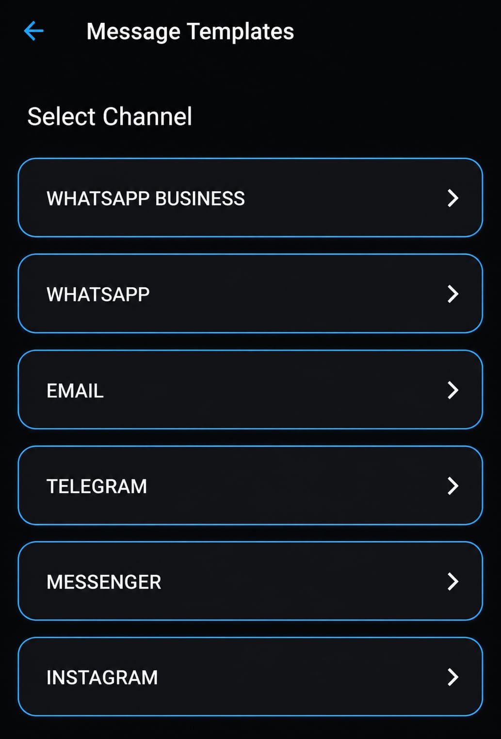 Message Templates — Select Channel